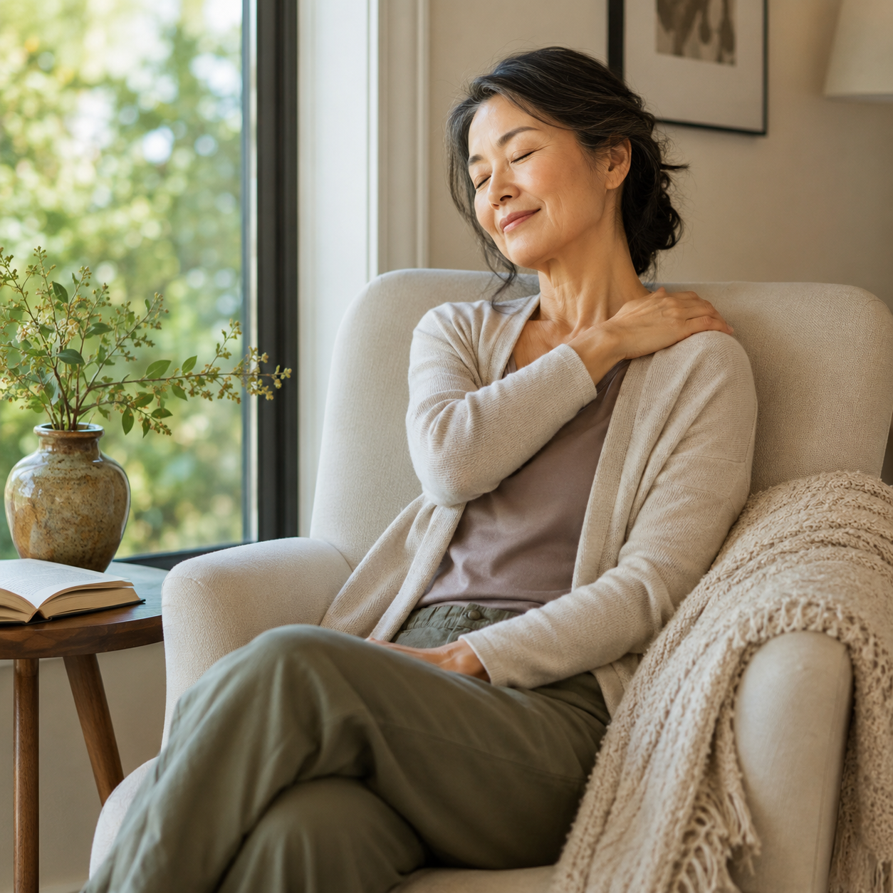 Calm everyday comfort routine at home